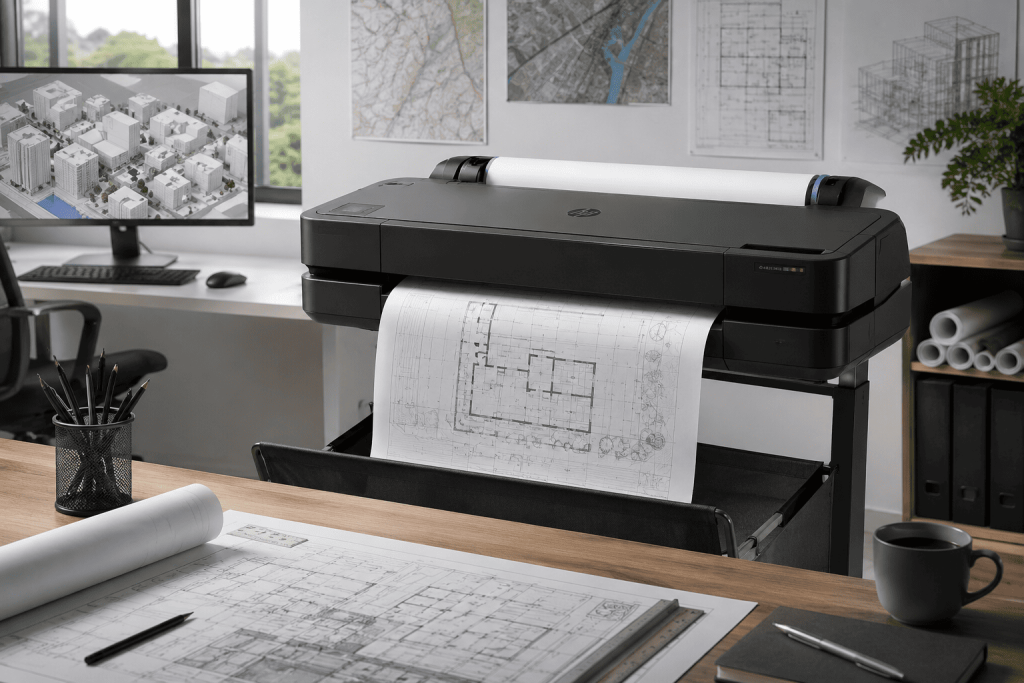 Jual-HP DesignJet T250 24-in Printer plotter profesional untuk kebutuhan CAD, GIS, arsitektur, teknik, dan desain berkualitas tinggi.