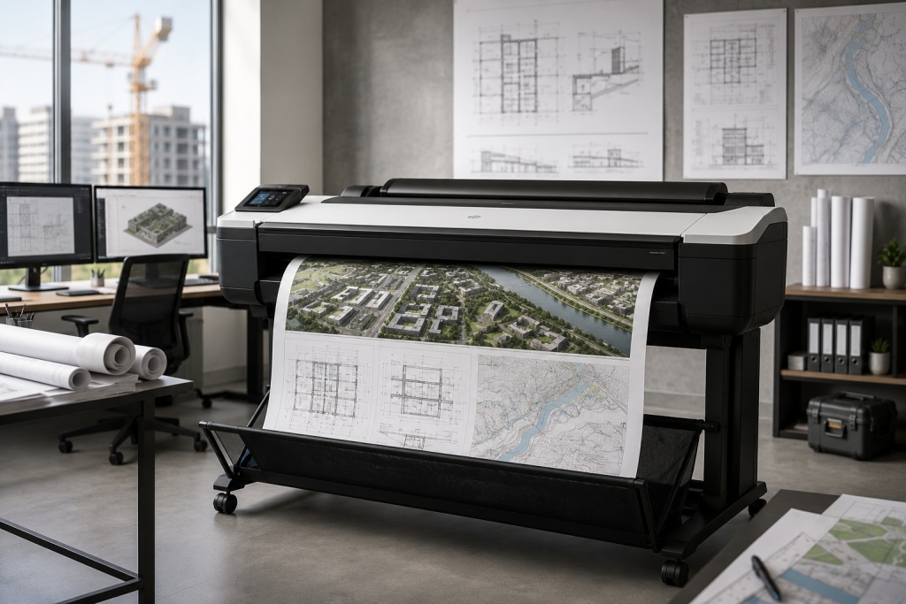 Jual HP DesignJet T830 MFP 24-in printer plotter multifungsi untuk kebutuhan CAD, GIS, arsitektur, engineering, dan konstruksi dengan fitur print, scan, dan copy.
